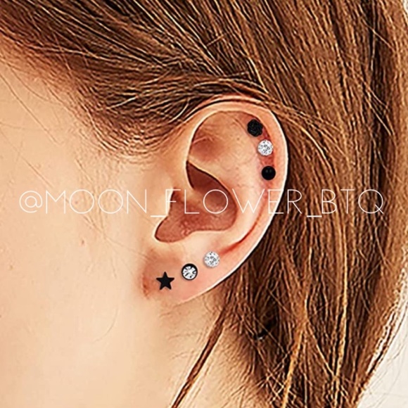 Tiny CZ Ball Back Barbell Earrings - Picture 7 of 8